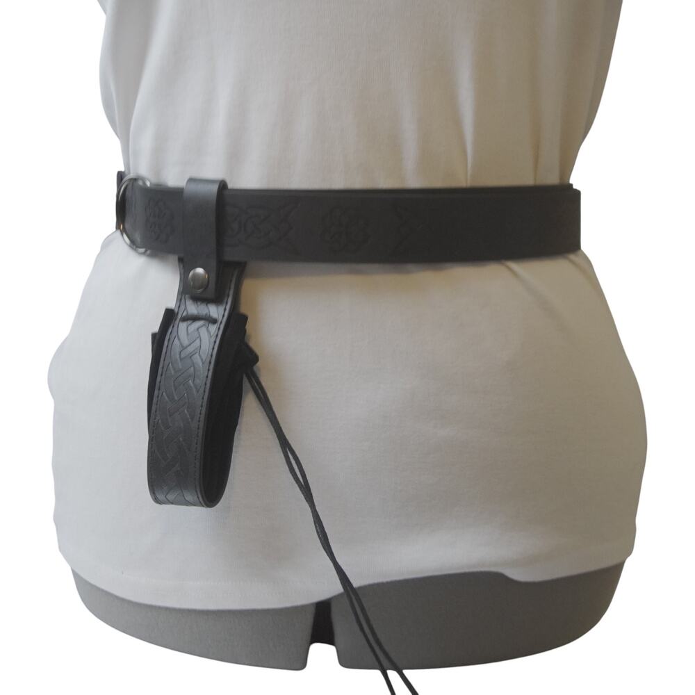 Celtic Viking Black Wrap Belt & Drawstring Pouch Ren Faire LARP Cosplay - Picture 9 of 14